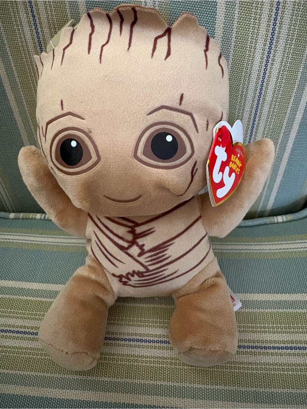 New Ty Baby Groot Plush in Light Brown with Dark Brown Accents